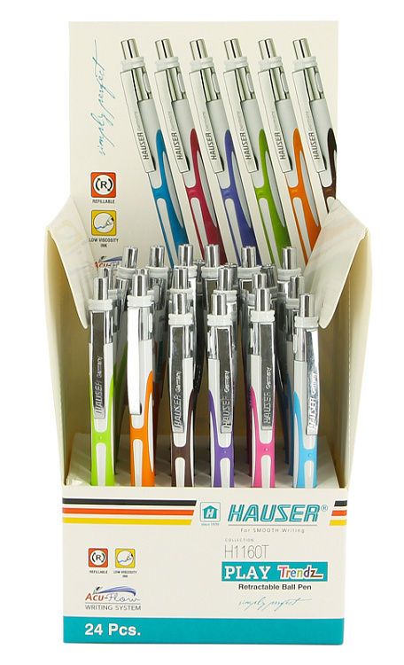 Шариковая ручка Hauser Play Trendz, пластик, в дисплее