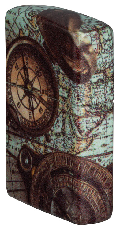 Зажигалка ZIPPO Compass Design с покрытием 540 Matte, латунь/сталь, разноцветная, 38x13x57 мм