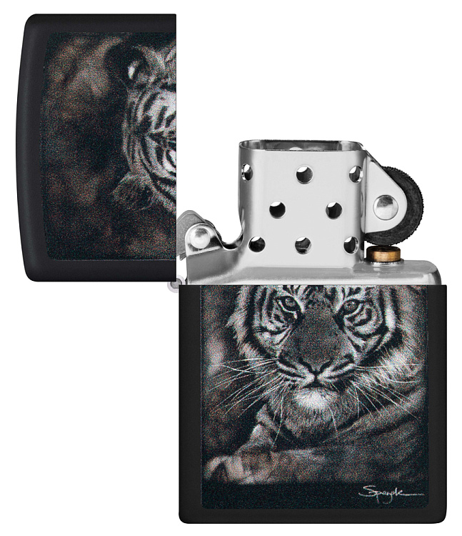 Зажигалка ZIPPO Spazuk Design с покрытием Black Matte, латунь/сталь, чёрная, матовая, 38x13x57 мм