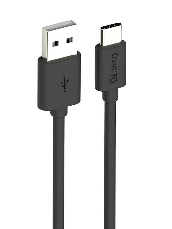 Кабель USB 2.0 - USB type-C, 1м, чёрный OLMIO