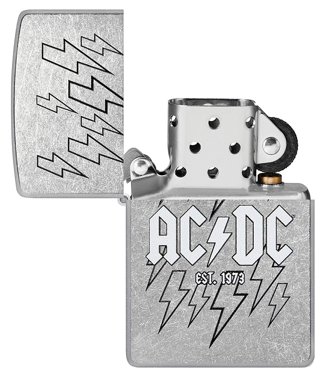 Зажигалка ZIPPO AC/DC с покрытием Street Chrome, латунь/сталь, серебристая, 38x13x57 мм