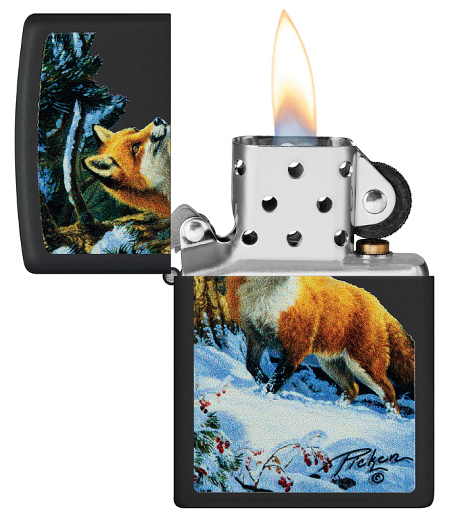 Зажигалка ZIPPO Linda Picken с покрытием Black Matte, латунь/сталь, черная, 38x13x57 мм