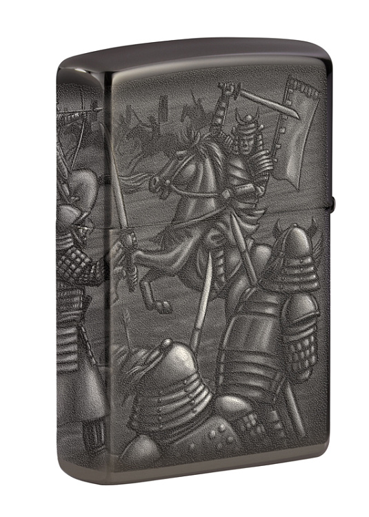 Зажигалка ZIPPO Knight Fight с покрытием High Polish Black, латунь/сталь, чёрная, 38x13x57 мм