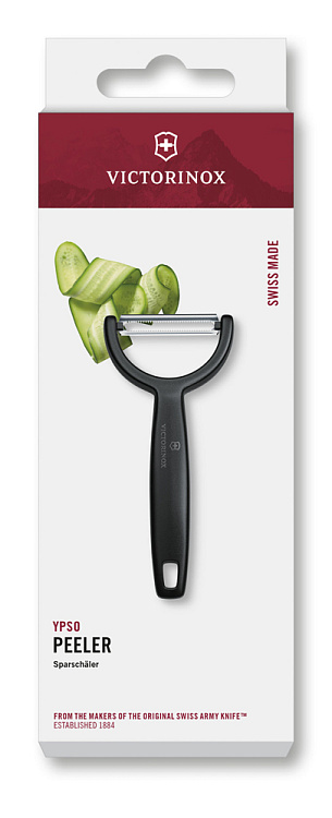 Овощечистка VICTORINOX YPSO, серрейторное лезвие из нержавеющей стали, черная