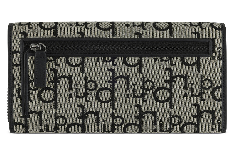 Кошелек женский BUGATTI Elea, бежево-черный цвет, жаккард/воловья кожа/полиэстер, 19х3х10 см