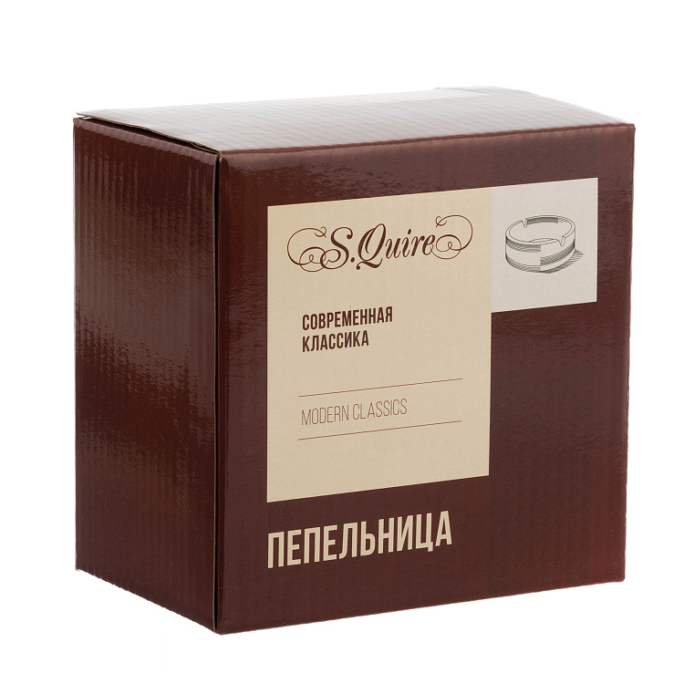 Пепельница S.Quire круглая, сталь, покрытие хром, синяя краска, черная, с черной ручкой, 120 мм