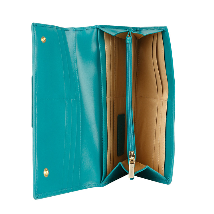 Кошелёк Cross Kelly Wall Turquish, кожа наппа, гладкая, цвет тёмно-бирюзовый, 20 x 11 x 2,5 см