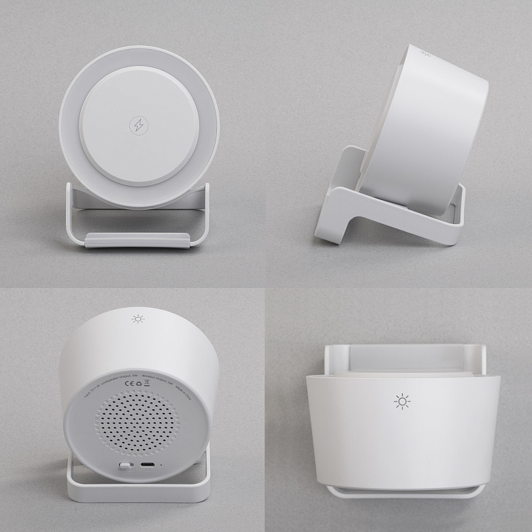 Bluetooth колонка-подставка "Smart Sound" с беспроводным (10W) зарядным устройством и подсветкой