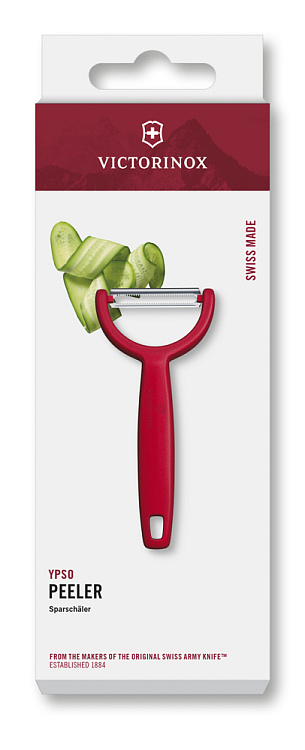 Овощечистка VICTORINOX YPSO, серрейторное лезвие из нержавеющей стали, красная