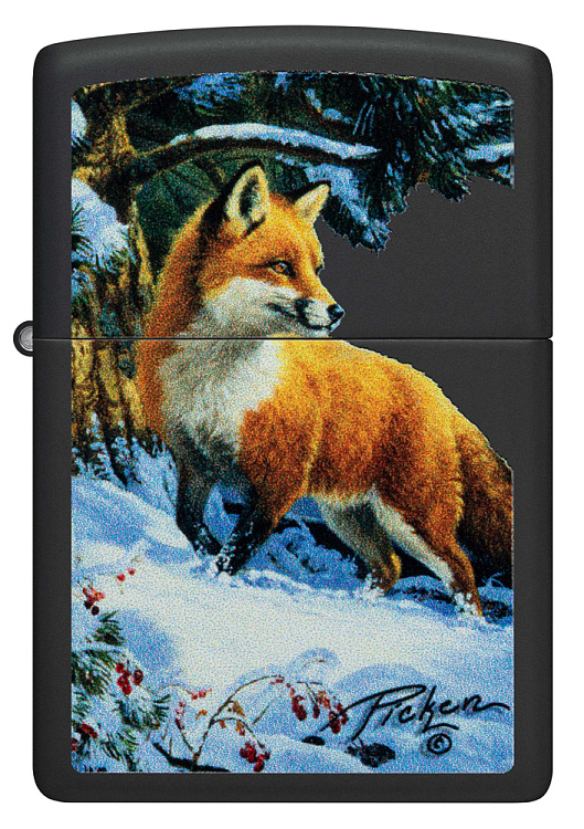 Зажигалка ZIPPO Linda Picken с покрытием Black Matte, латунь/сталь, черная, 38x13x57 мм