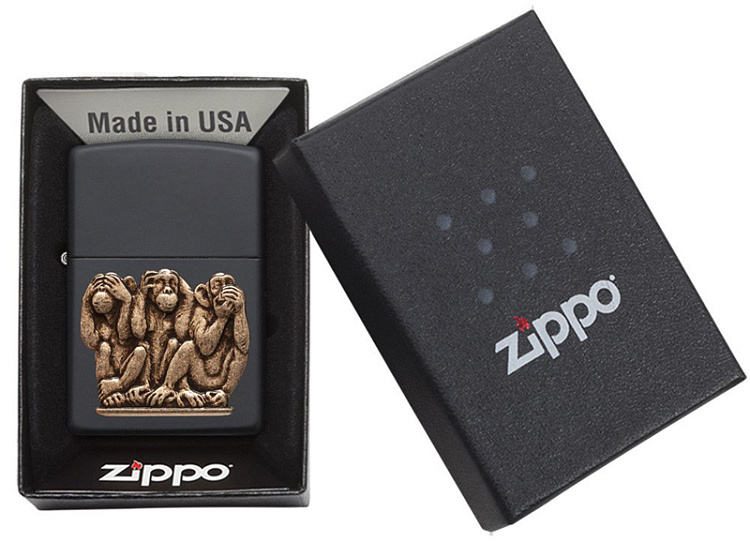 Зажигалка ZIPPO Classic с покрытием Black Matte, латунь/сталь, чёрная, матовая, 38x13x57 мм