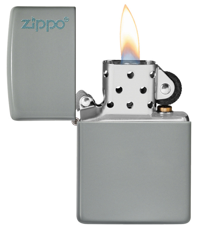 Зажигалка ZIPPO Classic с покрытием Flat Grey, латунь/сталь, серая, глянцевая, 38x13x57 мм
