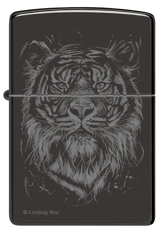 Зажигалка ZIPPO Big Cat с покрытием High Polish Black, латунь/сталь, черная, глянцевая, 38x13x57 мм