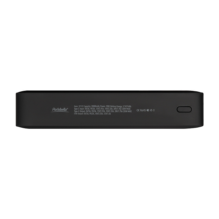 Внешний аккумулятор с подсветкой Ancor PD Plus 20000 mAh, черный