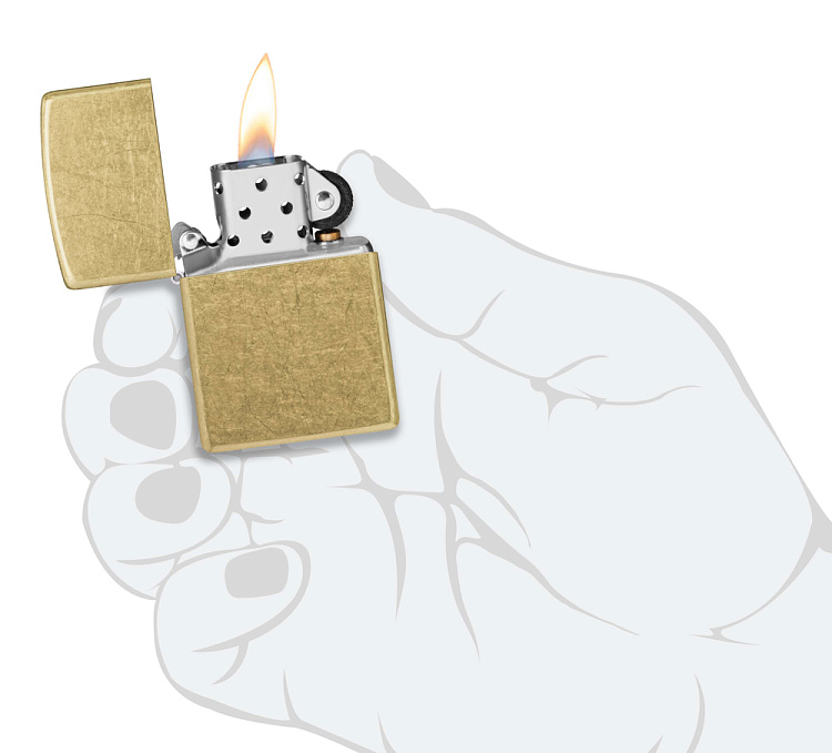 Зажигалка ZIPPO Classic с покрытием Street Brass, латунь/сталь, золотистая, 38x13x57 мм