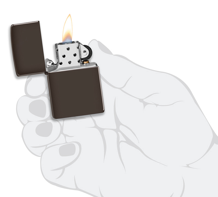 Зажигалка ZIPPO Classic с покрытием Brown Matte, латунь/сталь, коричневая, матовая, 38x13x57 мм