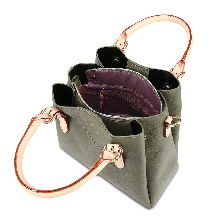 Сумка женская BUGATTI Ella, оливковая, полиуретан, 27х12х23,5 см