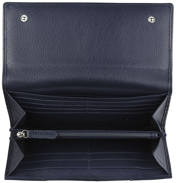 Кошелёк женский BUGATTI Lady Top, тёмно-синий, натуральная воловья кожа, 20х2,5х10,5 см