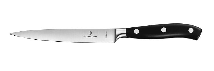 Набор из 6 кованых кухонных приборов VICTORINOX: 5 ножей и ножницы, в антрацитовой подставке из бука