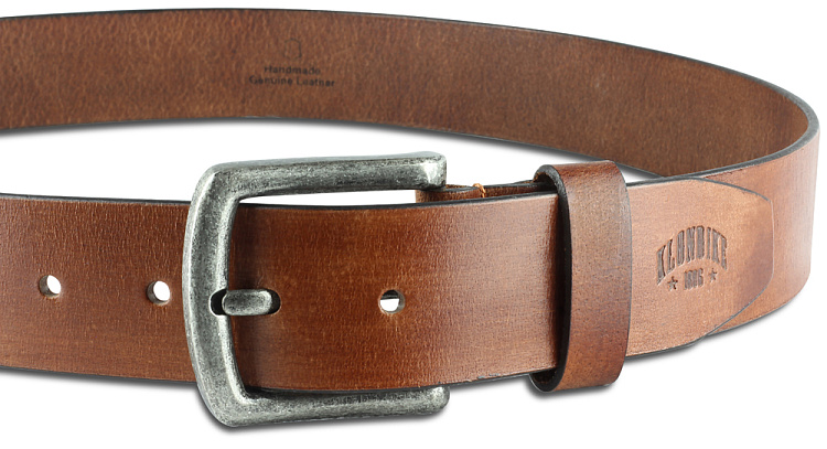 Ремень KLONDIKE Creek, односторонний, натуральная воловья кожа, цвет коньячный, 100 х 4 см