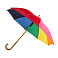 Зонт-трость "Радуга" с деревянной изогнутой ручкой, полуавтомат, 8 разноцветных панелей