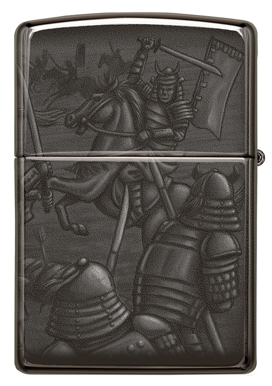 Зажигалка ZIPPO Knight Fight с покрытием High Polish Black, латунь/сталь, чёрная, 38x13x57 мм