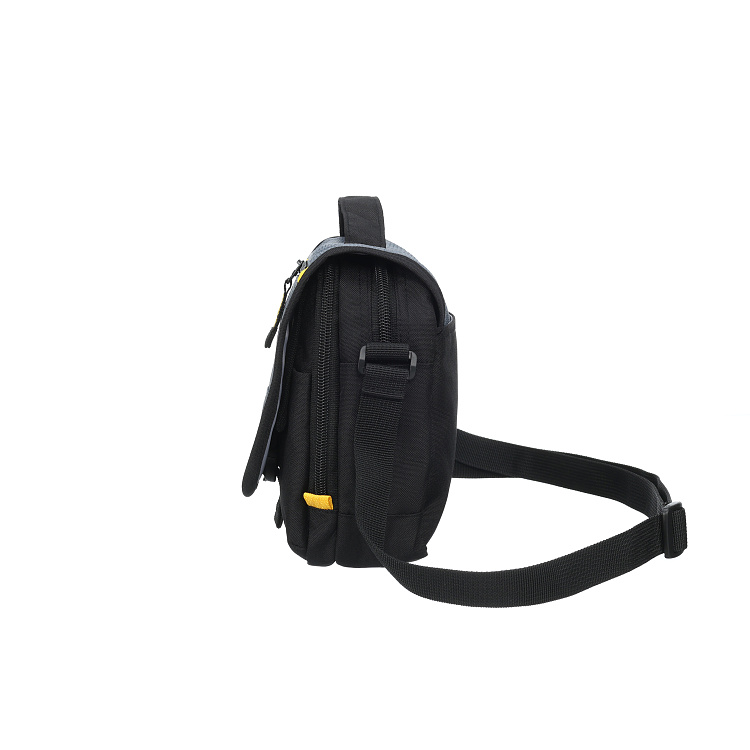 Сумка наплечная TORBER, черный/серый, полиэстер/добби, 15х5х22 см