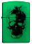 Зажигалка ZIPPO Skull Design с покрытием Glow In The Dark Green, латунь/сталь, белая, 38x13x57 мм