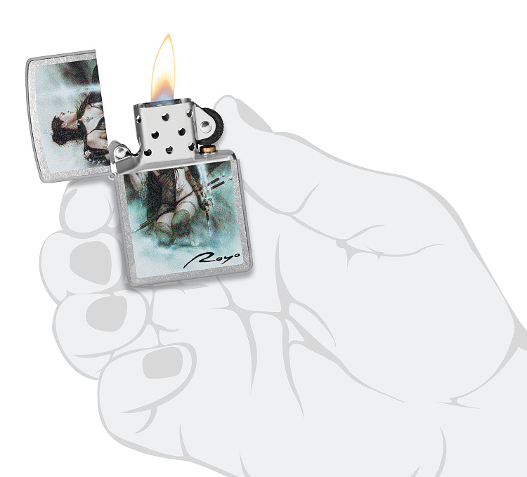 Зажигалка ZIPPO Luis Royo с покрытием Street Chrome, латунь/сталь, серебристая, 38x13x57 мм