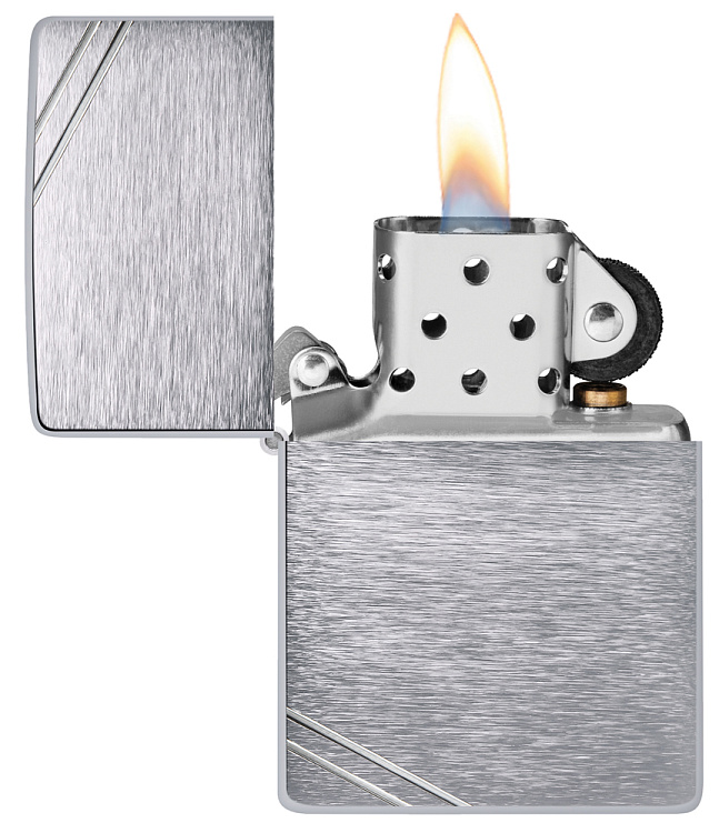 Зажигалка ZIPPO Vintage™ Series 1937, с покрытием Brushed Chrome, серебристая, 38x13x57 мм
