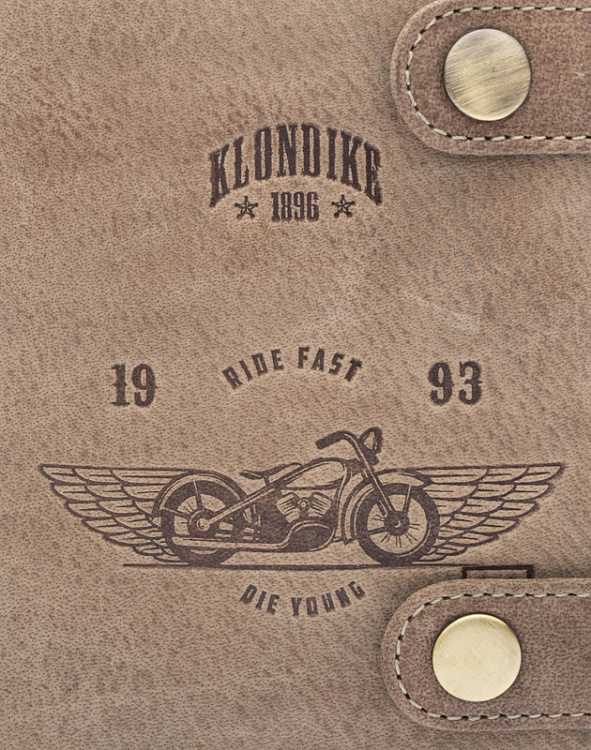 Бумажник KLONDIKE «Tim Bike», натуральная кожа в коричневом цвете, 10,5 х 12,5 х 2,5 см