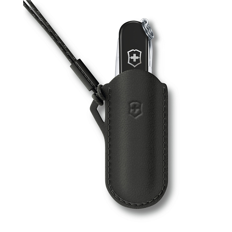 Чехол VICTORINOX "Dark Illusion" для ножей Classic Colors 58 мм, кожаный, чёрный