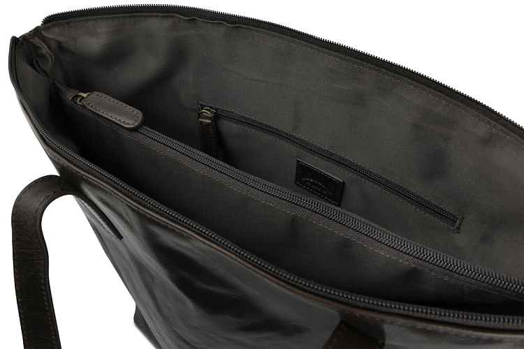 Сумка-шоппер KLONDIKE MOUNTAIN «Linda», натуральная кожа в темно-коричневом цвете, 42 x 35 x 11 см