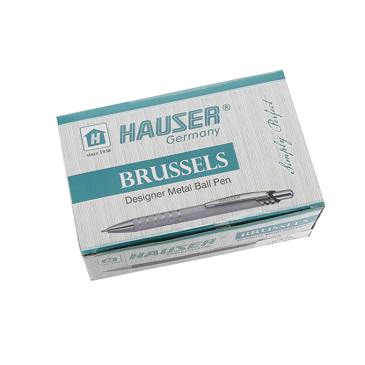 Шариковая ручка Hauser Brussels, серебристая, алюминий
