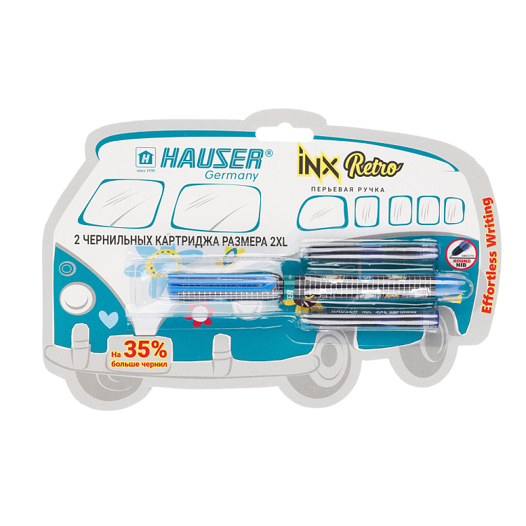 Перьевая ручка Hauser INX Retro, пластик, синяя