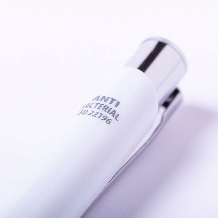 Шариковая ручка со стилусом TOPEN, белый, антибактериальный пластик