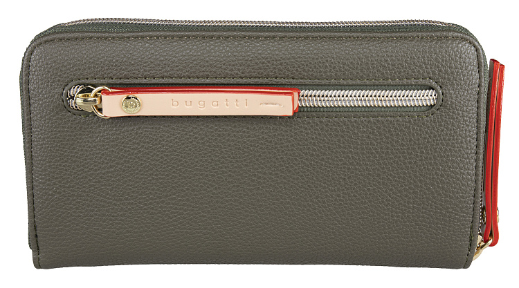 Кошелёк женский BUGATTI Ella, оливковый, полиуретан, 19х2х10 см