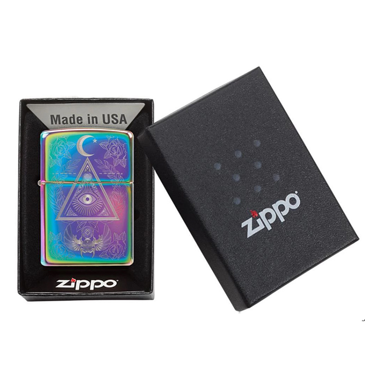 Зажигалка ZIPPO Classic с покрытием Multi Color, латунь/сталь, разноцветная, глянцевая, 38x13x57 мм