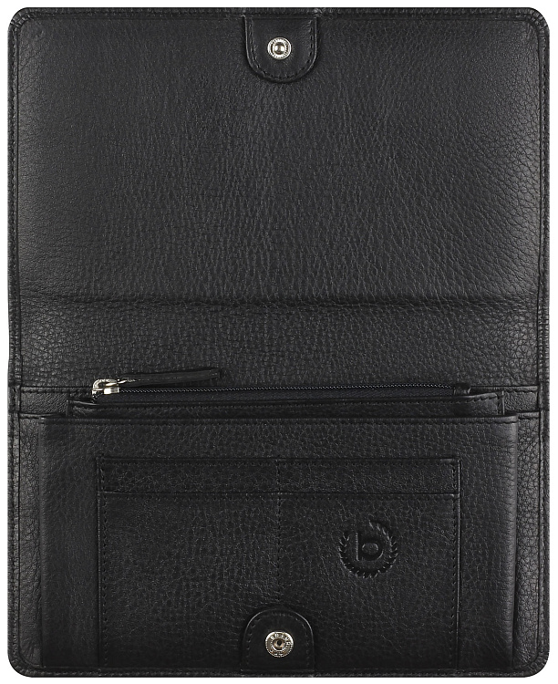 Кошелёк женский BUGATTI Lady Top, чёрный, натуральная воловья кожа, 19,5х2х11,2 см