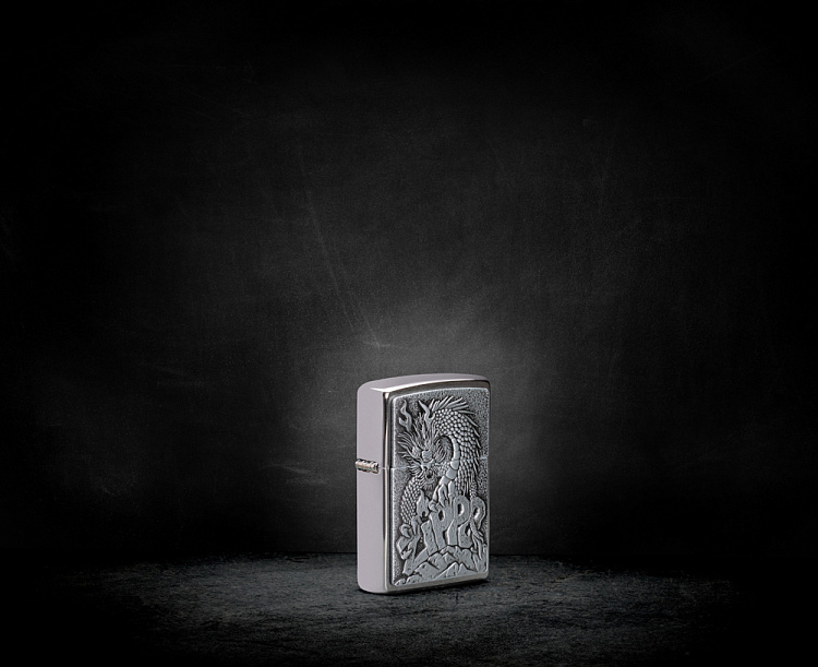 Зажигалка ZIPPO Classic с покрытием Brushed Chrome, латунь/сталь, серебристая, 38x13x57 мм