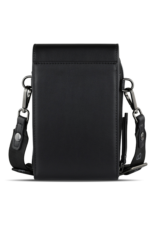 Сумка наплечная BUGATTI Almata, чёрная, полиуретан, 11х4х19 см