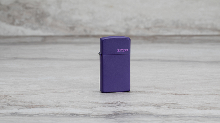 Зажигалка ZIPPO Slim® с покрытием Purple Matte, латунь/сталь, фиолетовая, матовая, 29x10x60 мм