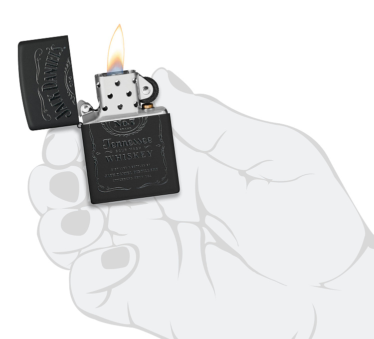 Набор ZIPPO Jack Daniels®: зажигалка с покрытием Black Matte и кожаный чехол в подарочной коробке