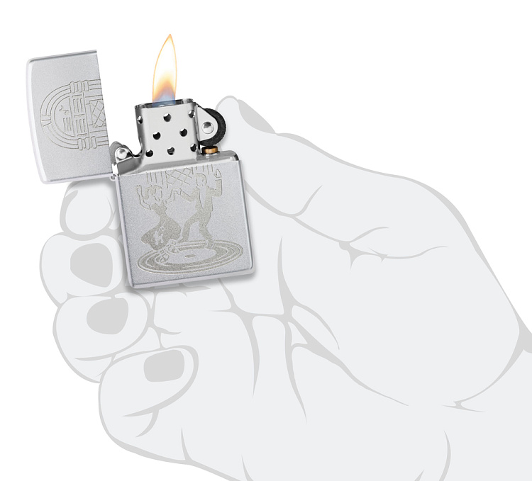 Зажигалка ZIPPO Vintage Dance с покрытием Satin Chrome, латунь/сталь, серебристая, 38x13x57 мм