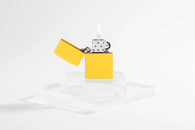 Зажигалка ZIPPO Classic с покрытием Sunflower, латунь/сталь, желтая, глянцевая, 38x13x57 мм