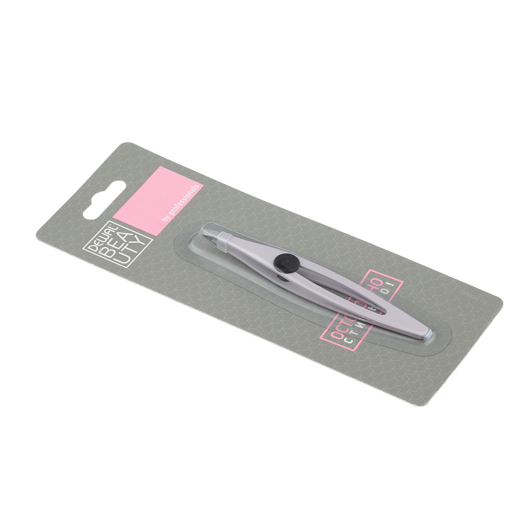 Пинцет Dewal Beauty косметический с силиконовой вставкой, скошенный, 9,5 см