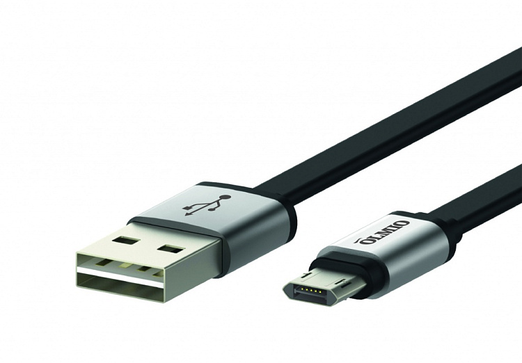 Кабель USB 2.0 - microUSB, 1м, 2.1А, двухсторонний, плоский, OLMIO