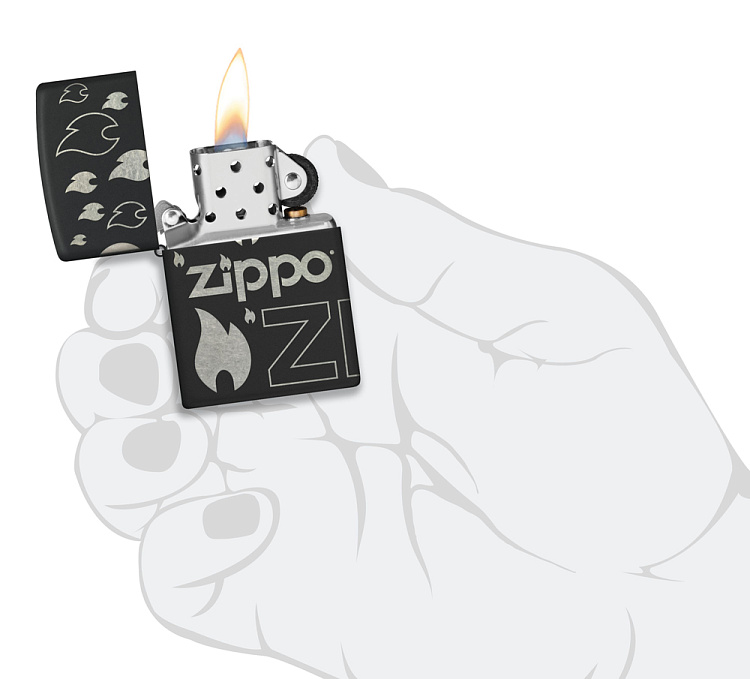Зажигалка ZIPPO Classic с покрытием Black Matte, латунь/сталь, черная, матовая, 38x13x57 мм