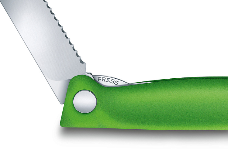 Нож для овощей VICTORINOX SwissClassic, складной, лезвие 11 см с волнистой кромкой, зелёный