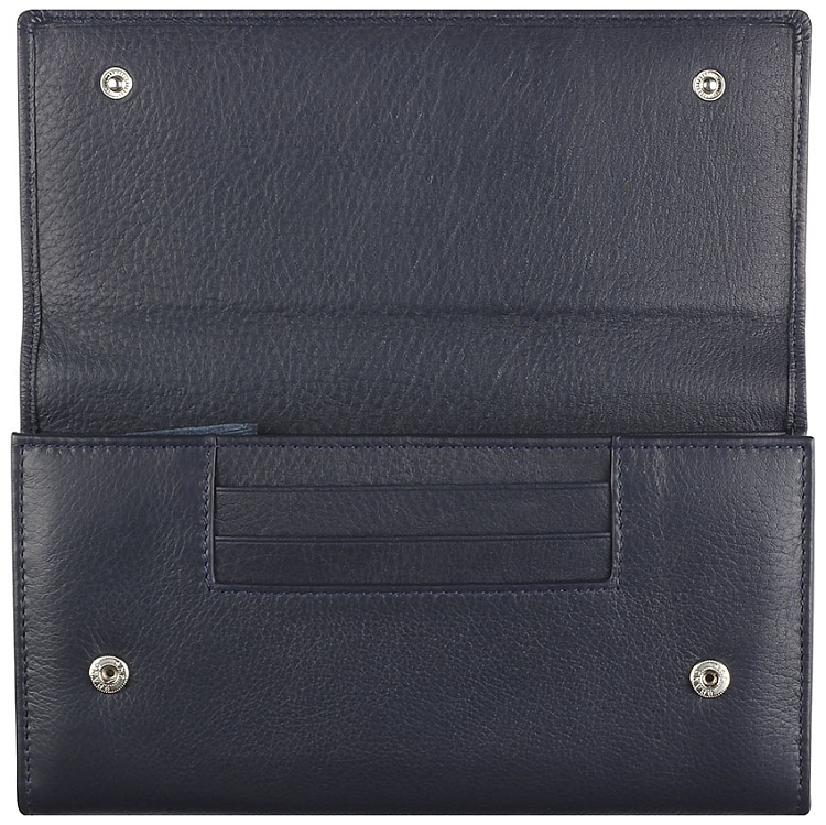 Кошелёк женский BUGATTI Lady Top, тёмно-синий, натуральная воловья кожа, 20х2,5х10,5 см